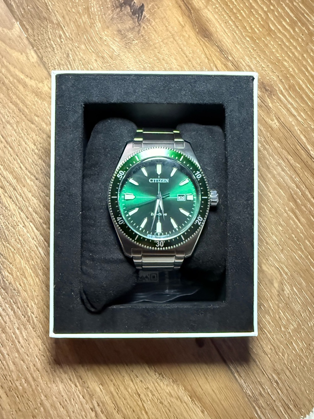Citizen Brycen Eco-Drive Green Dial Stainless Steel Watch AW1598-70X